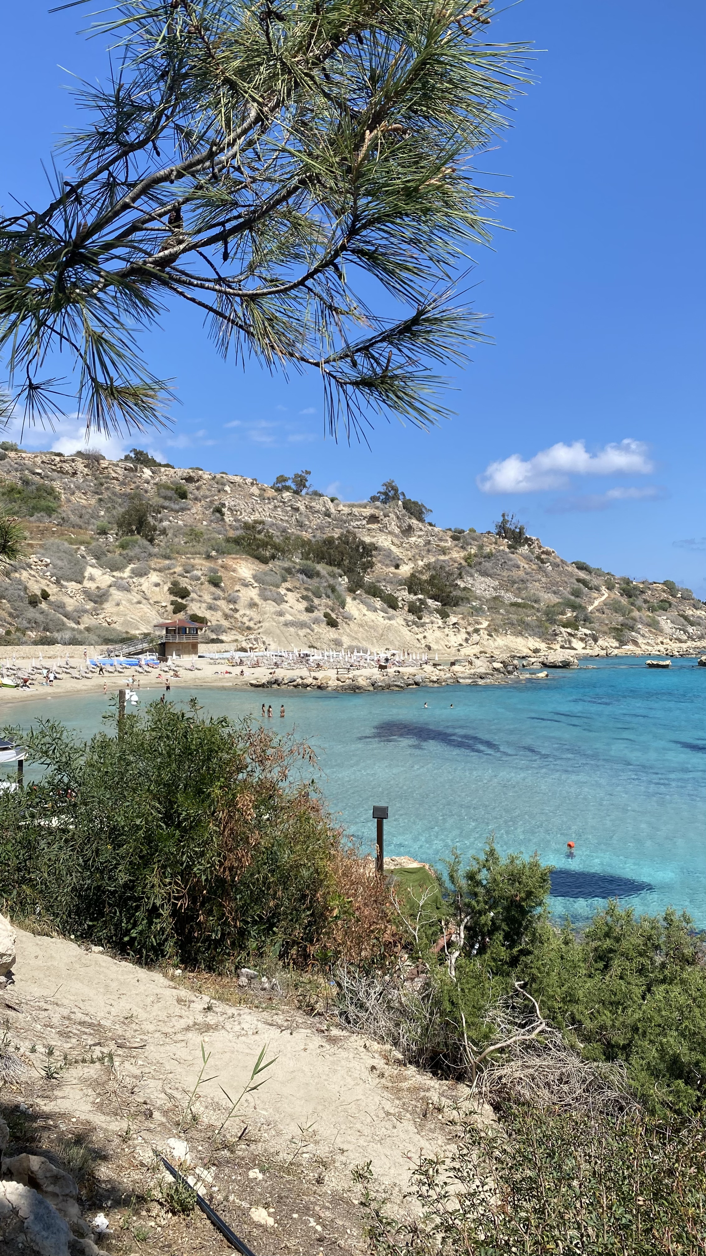 Bahía de Konnos entre vegetación y mar